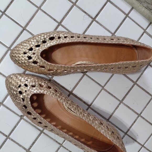 Sezane Anya Low Ballerinas in smooth braided gold // size 7 - Picture 4 of 4
